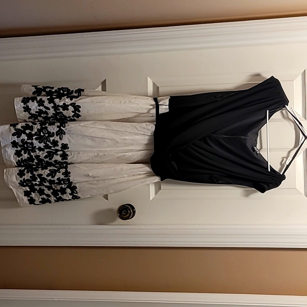 White and black SLNY dress